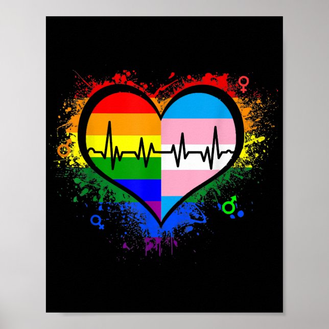 Póster Gay Lesbian Gay Lesbiana LGBT Gay Heartbeat L (Frente)