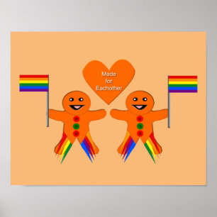 Póster Gay Men Navidades Gingerbread Pareja