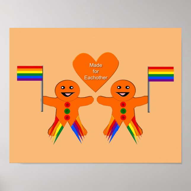 Póster Gay Men Navidades Gingerbread Pareja (Frente)