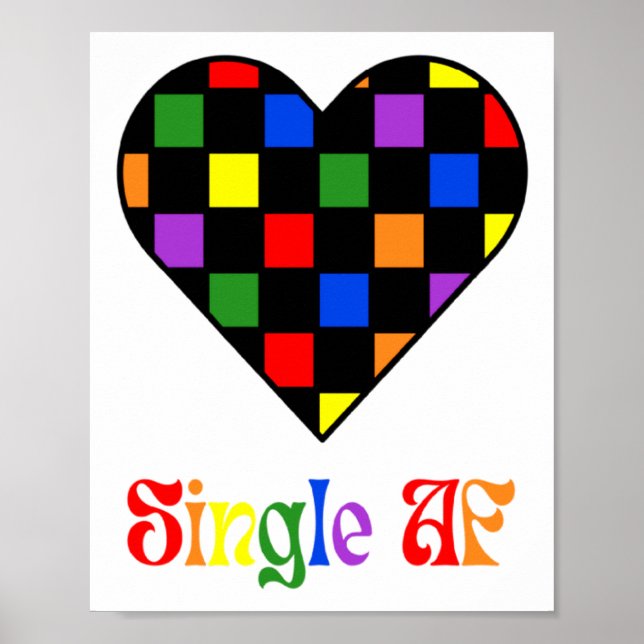 Póster Gay Pride Rainbow Single Af Valentines Day Sarcas  (Frente)