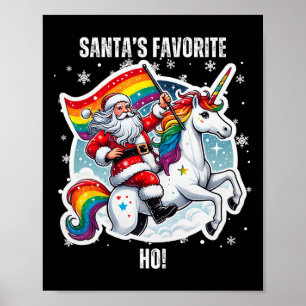 Póster Gay Santa Riding Unicorn Favorito Ho Funny Lgbt Ch