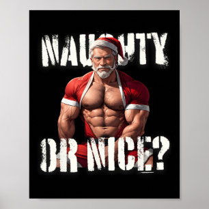 Póster Gay Xmas Músculo Papi Bear Nice Santa Pride Lgbtq