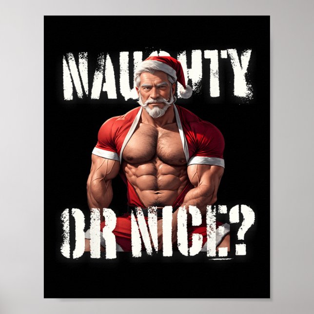 Póster Gay Xmas Músculo Papi oso lindo Santa Orgullo LGBT (Frente)