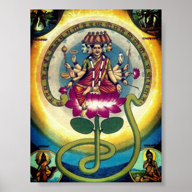 Póster Gayatri Mantra (personificación como diosa) (Frente)