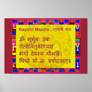 Póster Gayatri Mantra Script Sanskrit Cant Espiritual