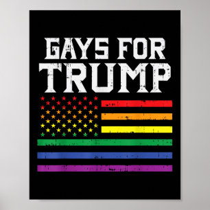 Póster Gays Para Trump Bandera Estadounidense Pro Reelige
