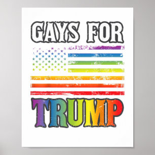 Póster Gays para Trump Orgullo LGBT Gay bandera arcoiris 