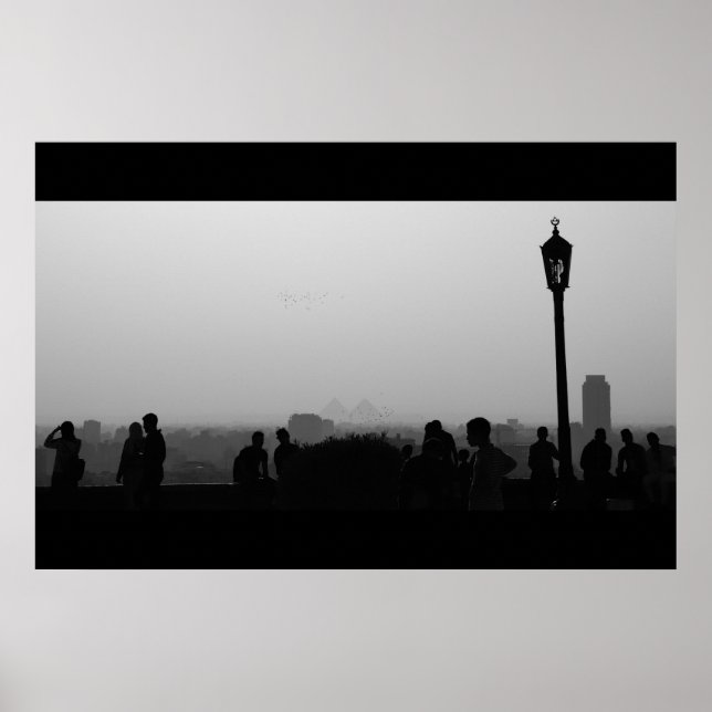 Póster Gaza Pyramids View & Silhouette B&W (Frente)