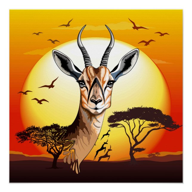 Póster Gazelle Animal salvaje Antelope africano (Anverso)