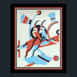 Póster Gazelle Art Deco de 1930<br><div class="desc">Poster Art Deco Gazelle de Serge Gladky en turquesa y coral popular - 16x20 se muestra aquí. Disponible en otros tamaños.</div>