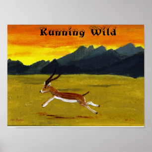 Póster Gazelle de la puesta del sol que funciona con el