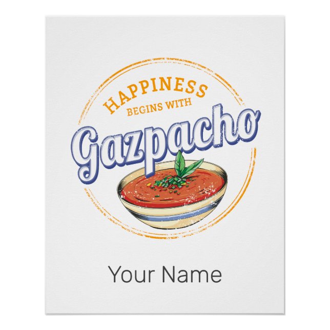 Póster Gazpacho Soup Retro Cook Vintage Gourmet España (Anverso)