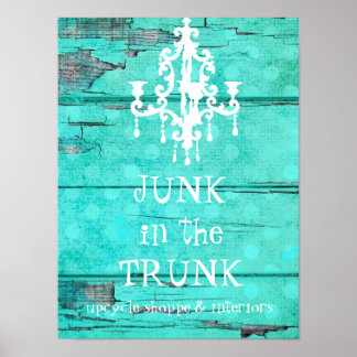 Póster GC Aqua Vintage Wood Chandelier
