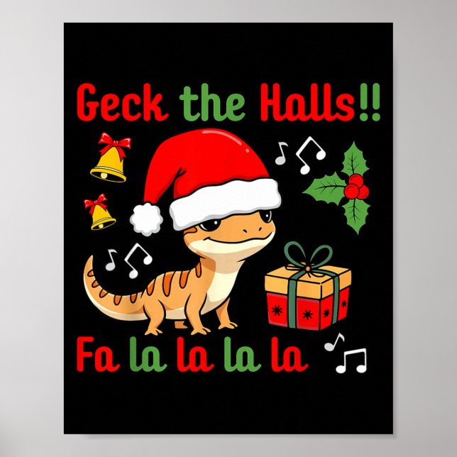 Póster Geck The Halls Leopard Gecko Christmas Pun Pet Own (Frente)