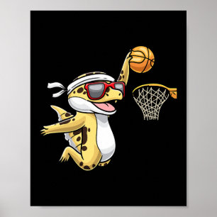 Póster Gecko de leopardo común jugando al bisketbyll Rept