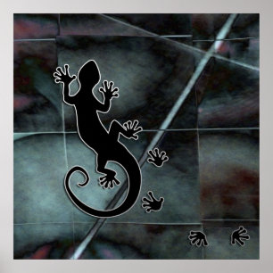 Póster Gecko en ejecución   grano de mosaico