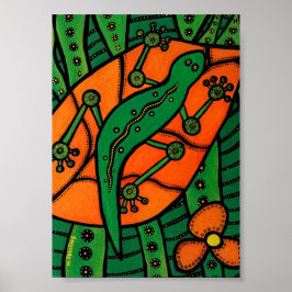 Póster Gecko Green Y Naranja