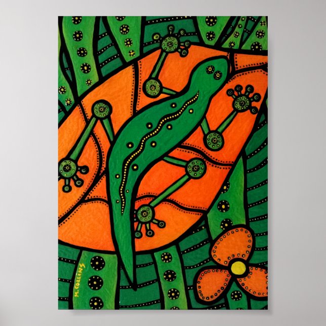 Póster Gecko Green Y Naranja (Frente)