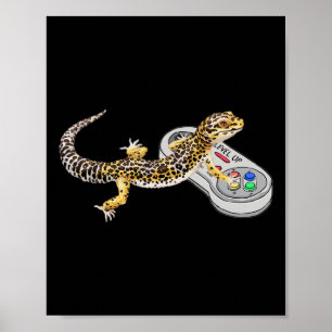 Póster Gecko Jugando Videojuego Lizard & amp; Reptiles Ga