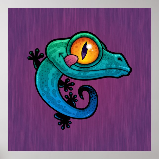 Póster Gecko, Personalizado colorido (Frente)