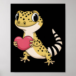 Póster Geco Leopardo Animal San Valentín Amantes Reptil