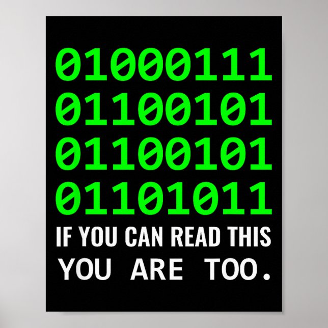 Póster Geek Computer Binary Code Software Developer  (Frente)