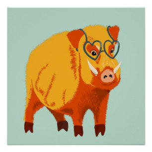 Póster Geek Pig Funny Boar Wild Animal