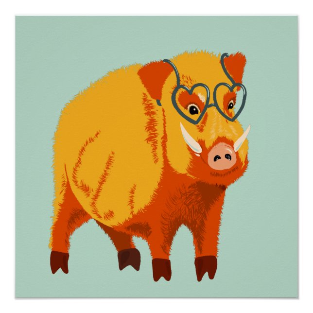 Póster Geek Pig Funny Boar Wild Animal (Anverso)