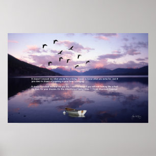 Póster Geese sobre el lago glaciar en Sunset