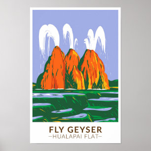 Póster Géiser Volador Hualapai Flat Nevada Vintage