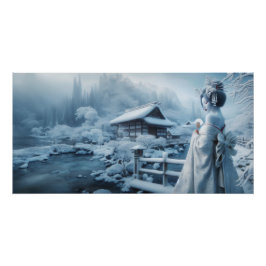Póster geisha blanche et pays blanc