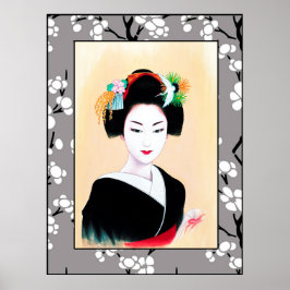 Póster Geisha Chica Blossom
