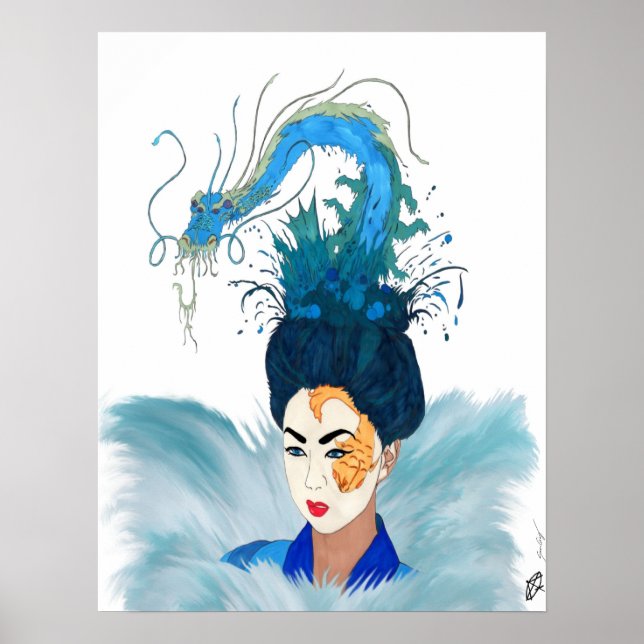 Póster Geisha de la diosa Otohime del mar (Frente)