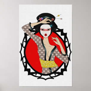 Póster Geisha de la flor