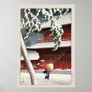 Póster Geisha en la tormenta de nieve Kawase Hasui
