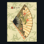 Póster Geisha Fan with Leaves and Floral Print<br><div class="desc">This beautiful print has a geisha fan featured prominently against a background of floating leaves. The fan also has a lovely and stylish floral design on it. Fans of Asian art should add this to their collection!</div>