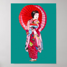 Geisha japonesa con paraguas