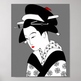 Póster geisha, mujer china tradicional