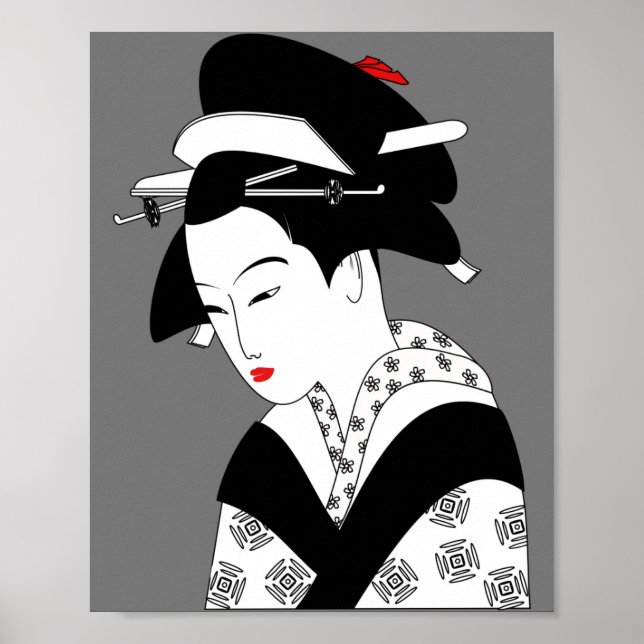 Póster geisha, mujer china tradicional (Frente)