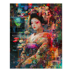 Póster Geisha Poster, Radiant Cyberpunk Android Geisha