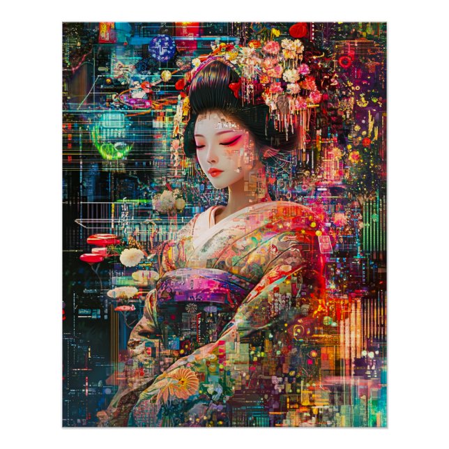 Póster Geisha Poster, Radiant Cyberpunk Android Geisha (Anverso)