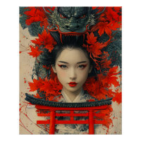 Geisha y Dragón - Arte japonés
