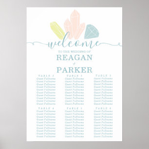 Póster Gem Stones Elegante Pastel Boda de asientos