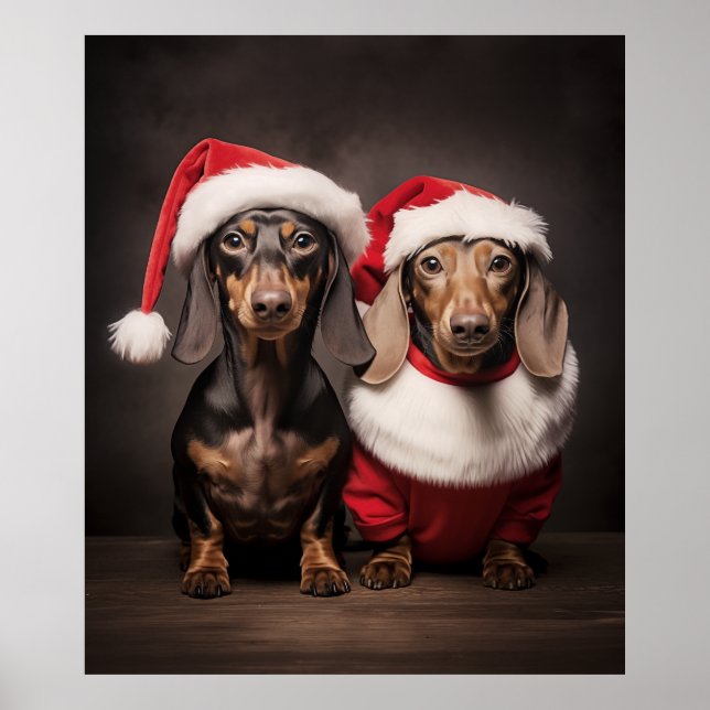 Póster Gemelos de Santa Claus Dachshund (Frente)