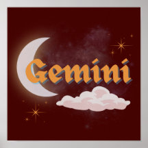 Gemini Celestial Moon Cloud Stars Astrología Art