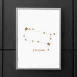 Póster Gemini de oro de Rótulo Zodiaco moderno | Aire de<br><div class="desc">Gemini de oro de Rótulo Zodiaco moderno | Aire de elemento</div>