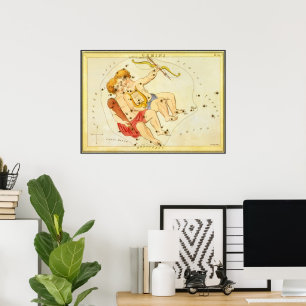 Póster Gemini Gemelos Constellación Vintage Espejo de Ura