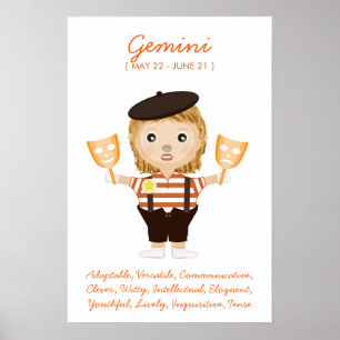 Póster Gemini - Girl Horoscope Poster
