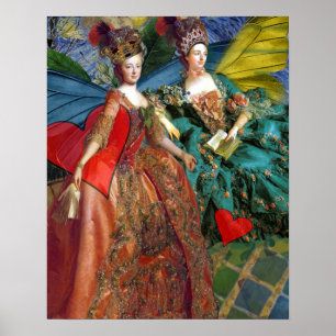 Póster Gemini Gótico Caprichoso Collage Mariposa Mujeres