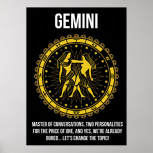 Póster Gemini - Horóscopo, humor gracioso de Rótulo Zodia